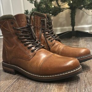 Crevo Men's Tan Leather Lace-Up Boots